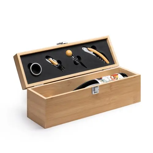 estuche para botella de vino elaborado en bambú ref ab1138 - Crudo