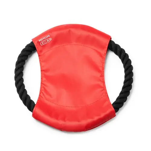 frisbee para mascotas con tejido central de rpet y cuerda de algodón ref an1025 - Back Rojo