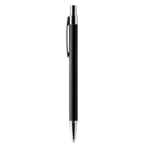 el bolígrafo con cuerpo de aluminio reciclado con detalles en acabados cromados y cuerpo en textura suave ref bl1239 - Negro Negro