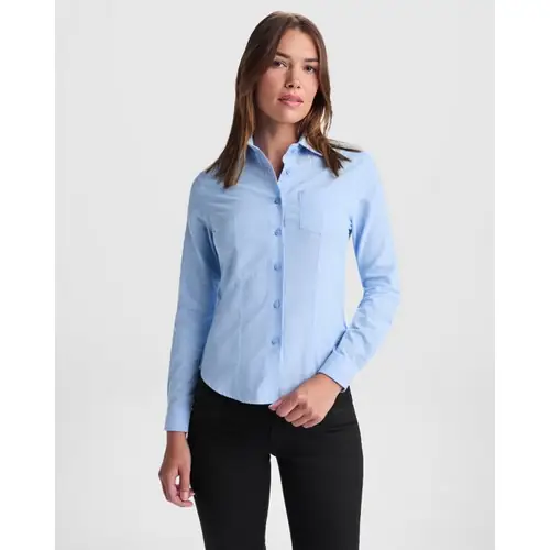 CAMISA DE MANGA LARGA ENTALLADA OXFORD WOMAN REF CM5068 - 01 Celeste