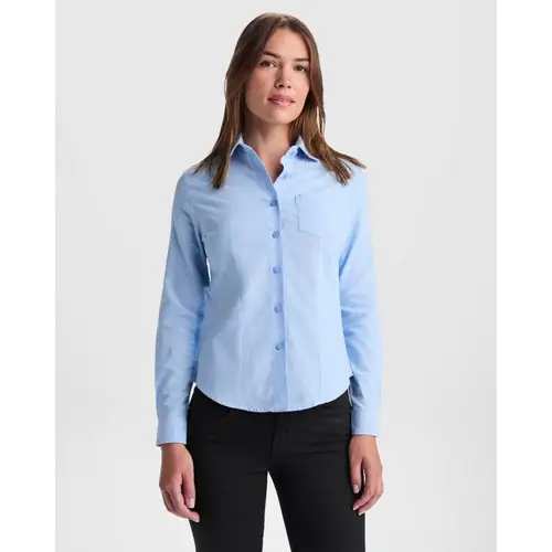 CAMISA DE MANGA LARGA ENTALLADA OXFORD WOMAN REF CM5068 - Celeste