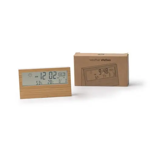 estación meteorológica con carcasa frontal de bambú ref em1076 - Blanco 04 Blanco