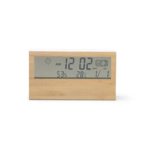 estación meteorológica con carcasa frontal de bambú ref em1076 - Blanco Back Blanco