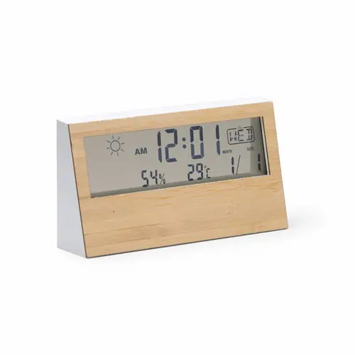 estación meteorológica con carcasa frontal de bambú ref em1076 - Blanco Blanco