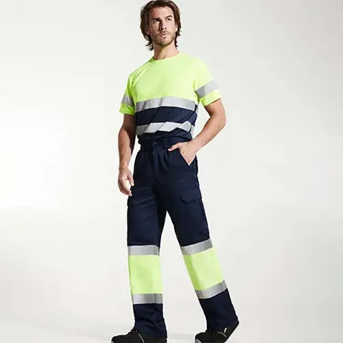 PANTALÓN MULTIBOLSILLOS DE VERANO AV NAOS REF HV9300 - Marino Amarillo Fluor