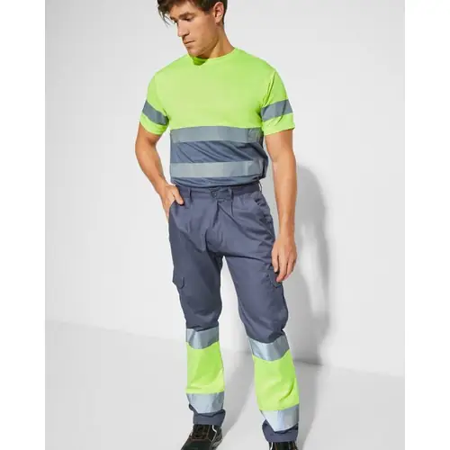 PANTALÓN MULTIBOLSILLOS DE VERANO AV NAOS REF HV9300 - Plomo Amarillo Fluor