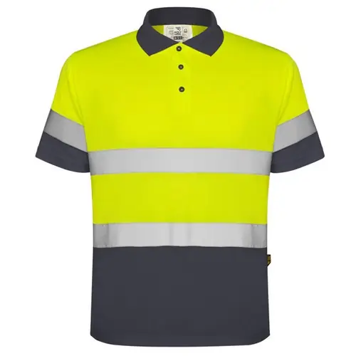 POLO TÉCNICO MANGA CORTA AV POLARIS REF HV9302 ROLY - Back Plomo Amarillo Fluor