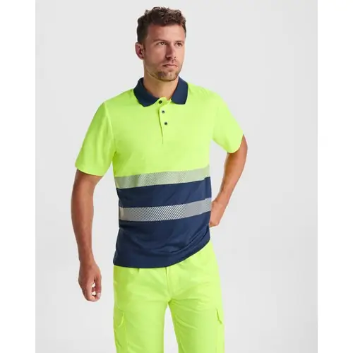 POLO TÉCNICO AV EN MANGA CORTA VEGA REF HV9315 ROLY - 01 Marino Amarillo Fluor