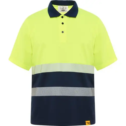 POLO TÉCNICO AV EN MANGA CORTA VEGA REF HV9315 ROLY - Back Marino Amarillo Fluor