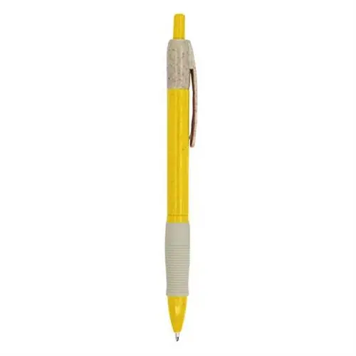 BOLÍGRAFO PULSADOR DE FIBRA DE TRIGO HANA REF HW8032 - Left Amarillo