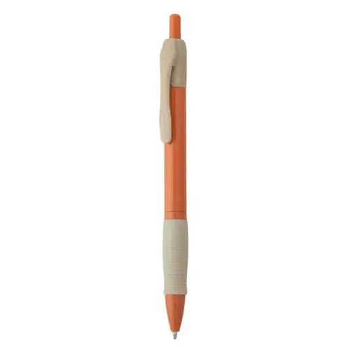 BOLÍGRAFO PULSADOR DE FIBRA DE TRIGO HANA REF HW8032 - Naranja