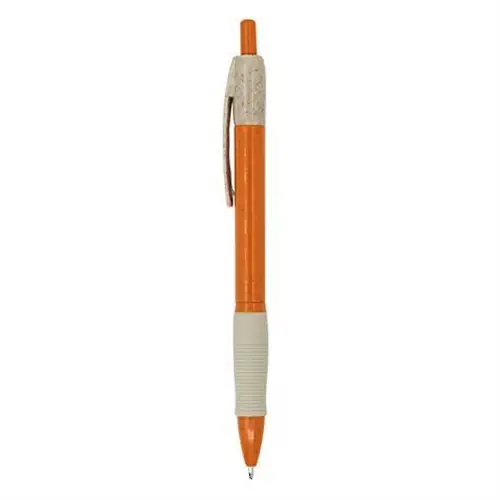 BOLÍGRAFO PULSADOR DE FIBRA DE TRIGO HANA REF HW8032 - Right Naranja