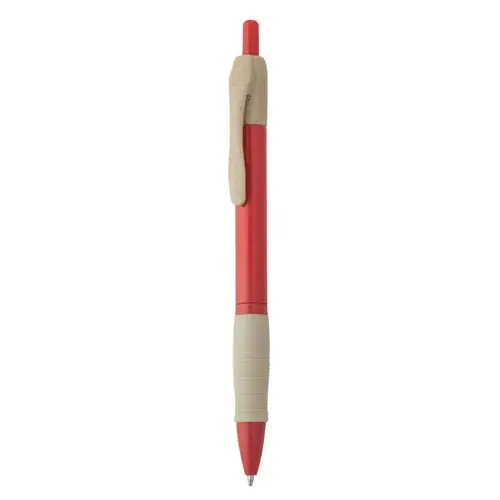 BOLÍGRAFO PULSADOR DE FIBRA DE TRIGO HANA REF HW8032 - Rojo Rojo