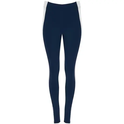 malla larga mujer con elastano ref lg0398 - Back Marino Blanco