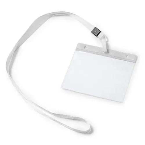 lanyard con mosquetón e identificador de pvc a juego ref ly7045 - Blanco