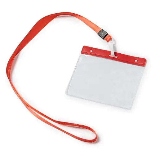 lanyard con mosquetón e identificador de pvc a juego ref ly7045 - Rojo