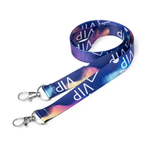 lanyard de poliéster doble con mosquetón especial para sublimación ref ly7071 - Blanco 02 Blanco