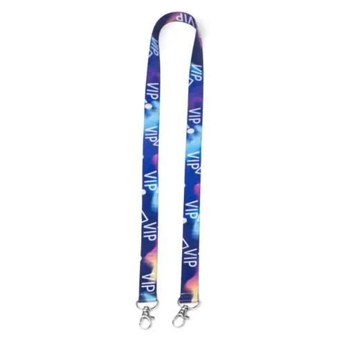 lanyard de poliéster doble con mosquetón especial para sublimación ref ly7071 - Blanco Back Blanco