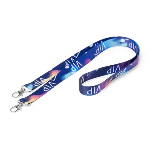 lanyard de poliéster doble con mosquetón especial para sublimación ref ly7071 - Blanco Blanco