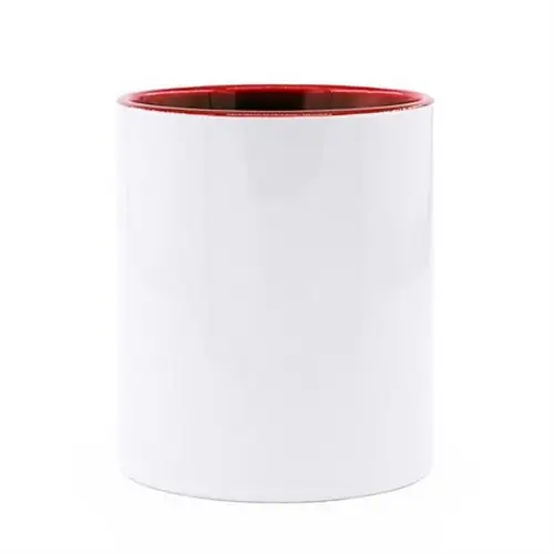 TAZA SUBLIMACIÓN DE CERÁMICA DE 350 ML MANGO REF MD4001 - Blanco Rojo