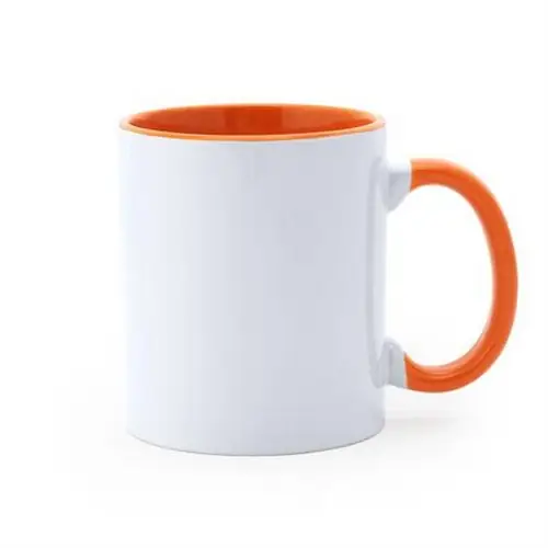 TAZA SUBLIMACIÓN DE CERÁMICA DE 350 ML MANGO REF MD4001 - Left Blanco Naranja