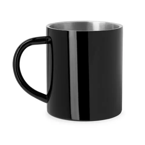 TAZA METÁLICA DE DOBLE PARED KIWAN REF MD4083 ROLY - Negro