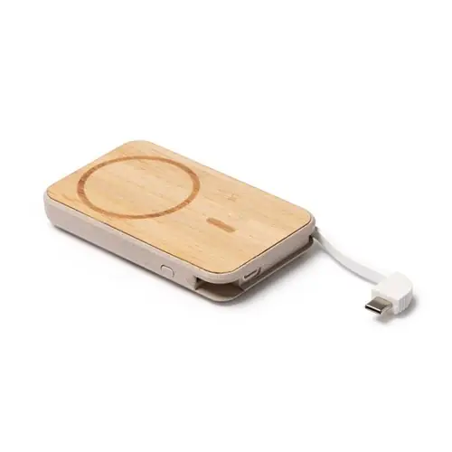 batería externa de 5000 mah con cuerpo de bambú y fibra de trigo ref pb1054 - 03 Crudo