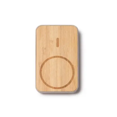 batería externa de 5000 mah con cuerpo de bambú y fibra de trigo ref pb1054 - Back Crudo