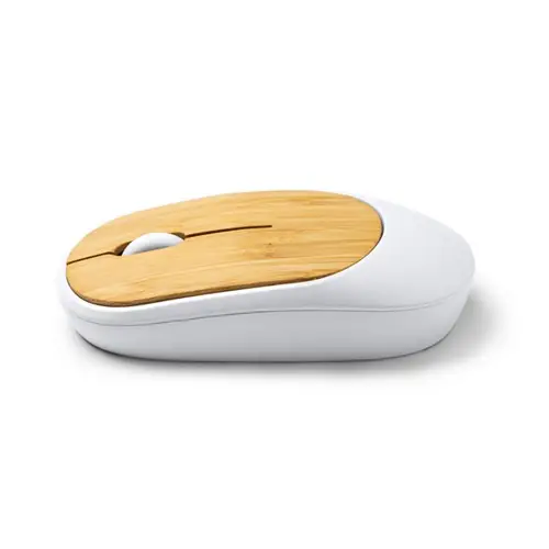 ratón inalámbrico realizado en bambú y abs reciclado con sensor óptico de precisión ref rt3049 - Blanco 02 Blanco