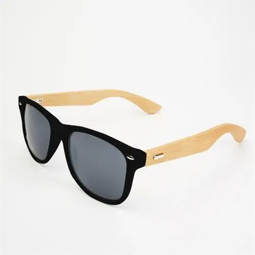gafas de sol de atractivo diseño con montura en acabado brillante y varillas en bambú natural ref sg8104 - Left Negro