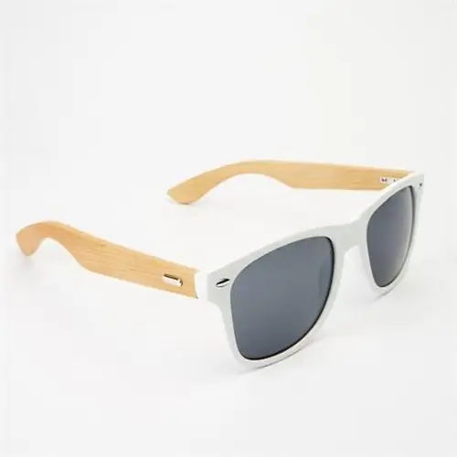 gafas de sol de atractivo diseño con montura en acabado brillante y varillas en bambú natural ref sg8104 - Right Blanco