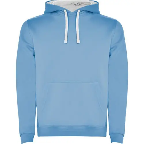 SUDADERA CON CAPUCHA DE DOBLE TEJIDO URBAN REF SU1067 - Back Celeste Blanco