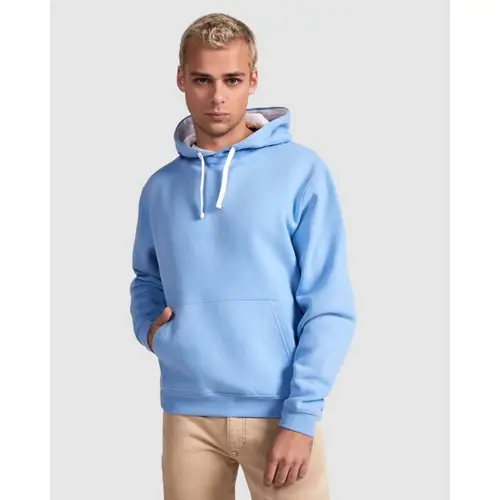SUDADERA CON CAPUCHA DE DOBLE TEJIDO URBAN REF SU1067 - Celeste Blanco