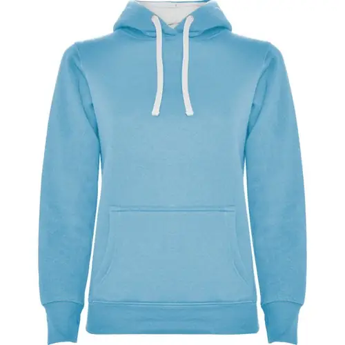 SUDADERA MUJER CON CAPUCHA URBAN WOMAN REF SU1068 ROLY - Celeste Blanco