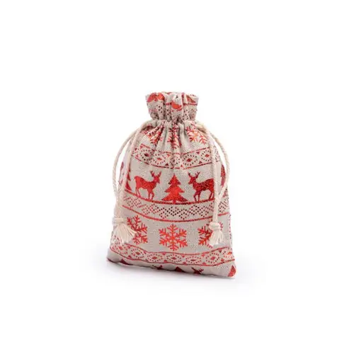 bolsa para regalo de navidad estampada con motivos característicos de la temporada ref xm1156 - 02 Crudo