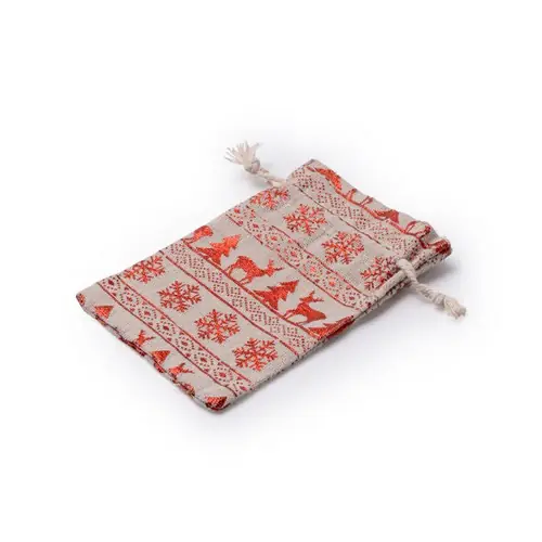 bolsa para regalo de navidad estampada con motivos característicos de la temporada ref xm1156 - Crudo