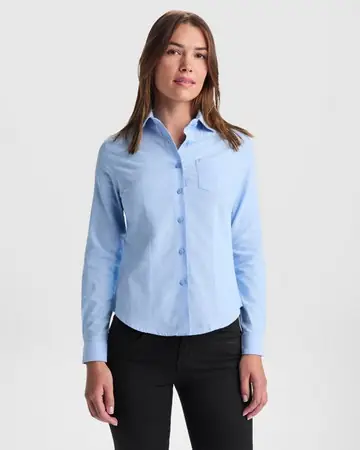 Camisa de manga larga entallada oxford woman
