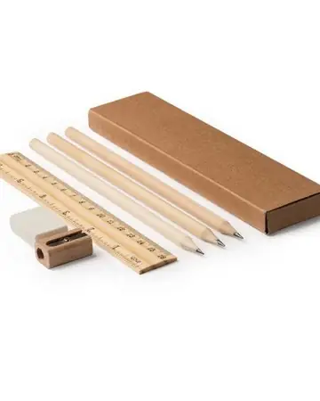 Set de escritura de madera natural vernak