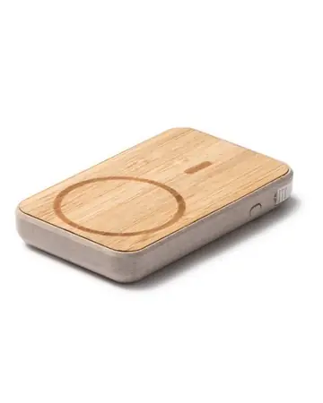 Batería externa de 5000 mah con cuerpo de bambú y fibra de trigo