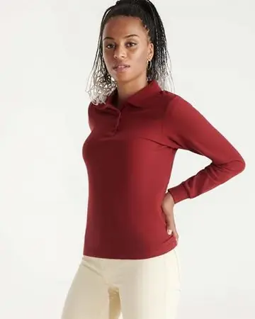 Polo de manga larga acanalado estrella woman