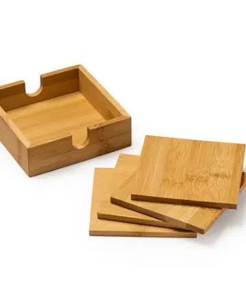 Set de 4 posavasos de bamb natural algor