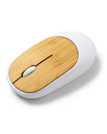 Ratón inalámbrico realizado en bambú y abs reciclado con sensor óptico de precisión