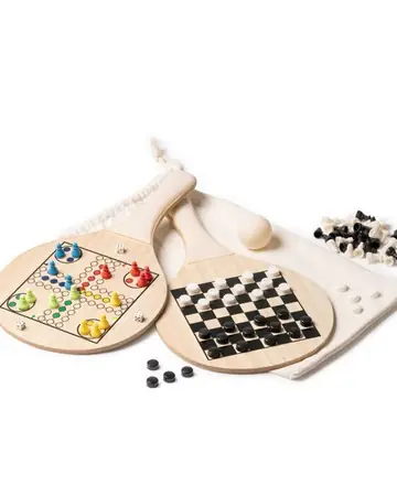 Juego de palas de playa realizadas en madera y fibra de trigo