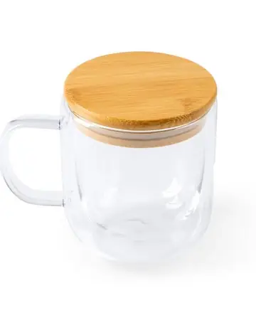 Taza de doble pared con tapa de bamb indal